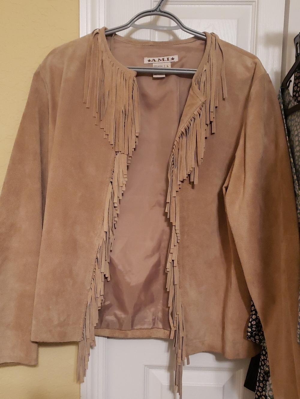 Women's Tan Suede Fringe Leather Jacket